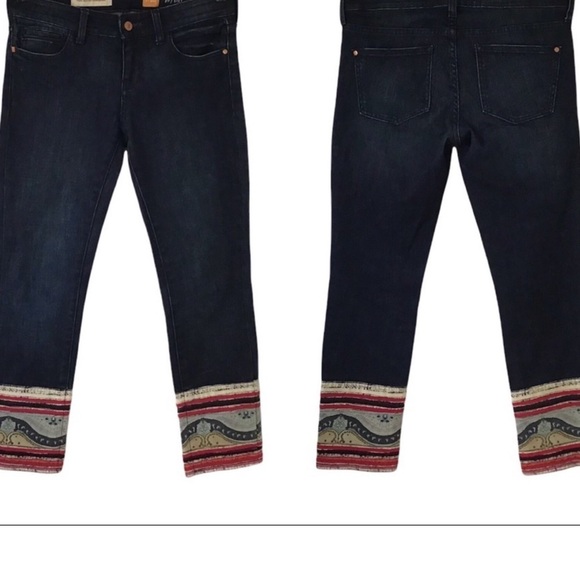 Anthropologie Pilcro and the Letterpress I Embroidered Design Hem Jean 28 - Picture 2 of 11